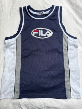Original 90’s Fila Navy, White & Gray Mesh Basketball Jersey